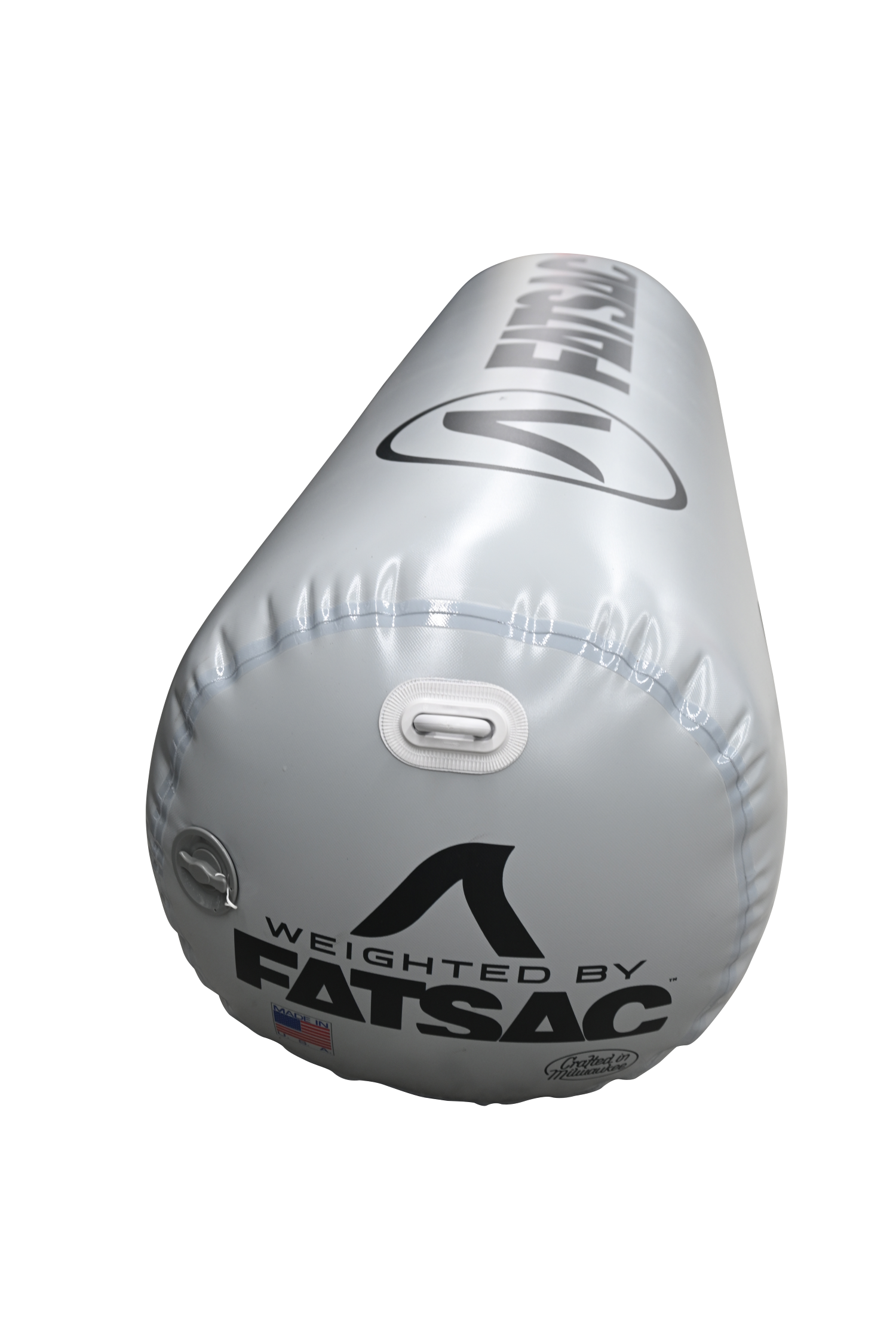 Silver Fatsac bumper with logo on black.