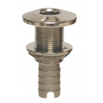 Close-up of 1 Stainless Steel Thru-Hull (O8015) featuring a flange and grooved rod.