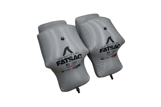 Two gray Malibu PNP rear sacs, 400 lbs each, for wake surfing.