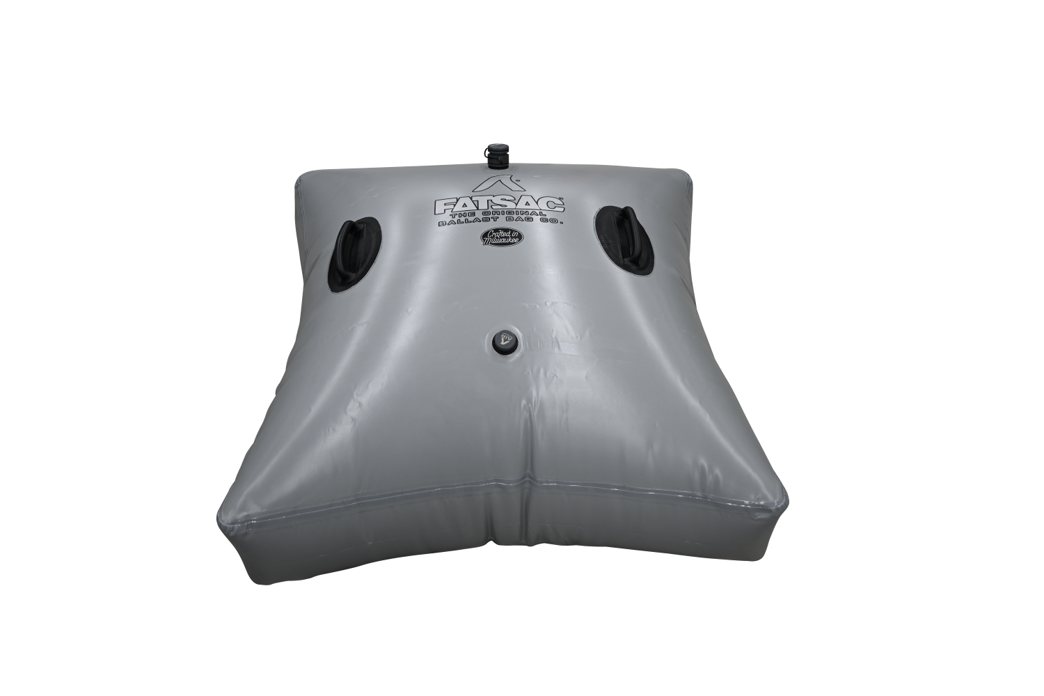 Gray Floor FatSac 500 lbs. (W700-500) with handles and top valve for wakesurfing.