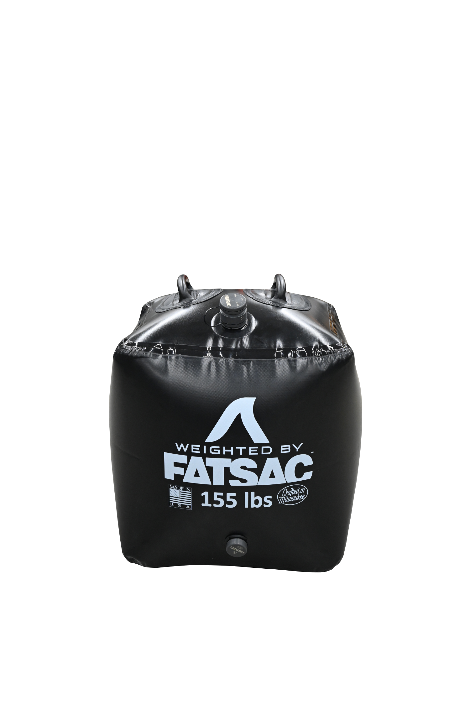 Black weighted Tube Sac with Fat Brick 155 lbs. (W702) printed on front.