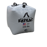 White cube-shaped Fat Brick 155 lbs., with handles and valves.