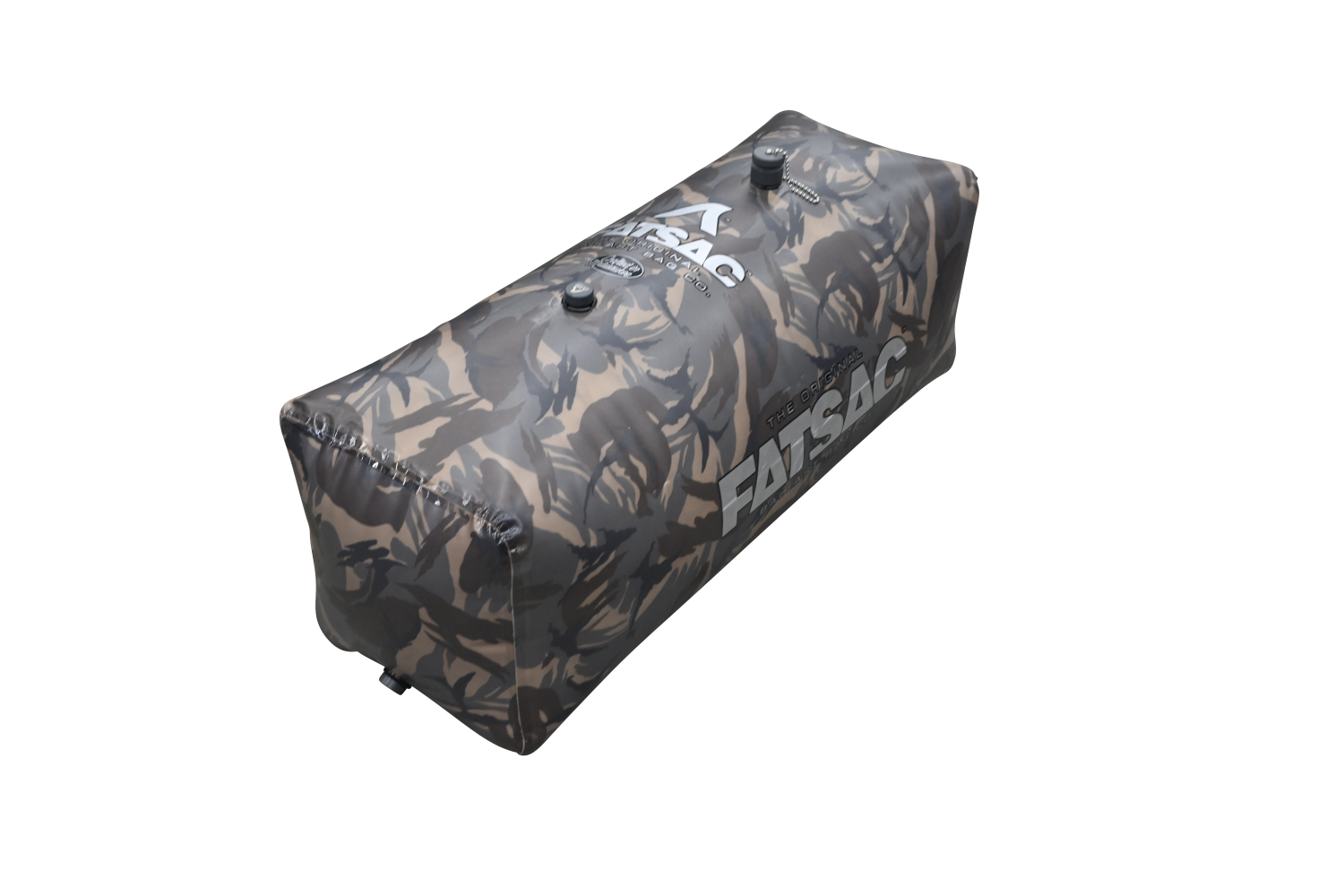 Custom-printed FatSac 750 lbs. Camo (W707-CAMO) with dual black valves.