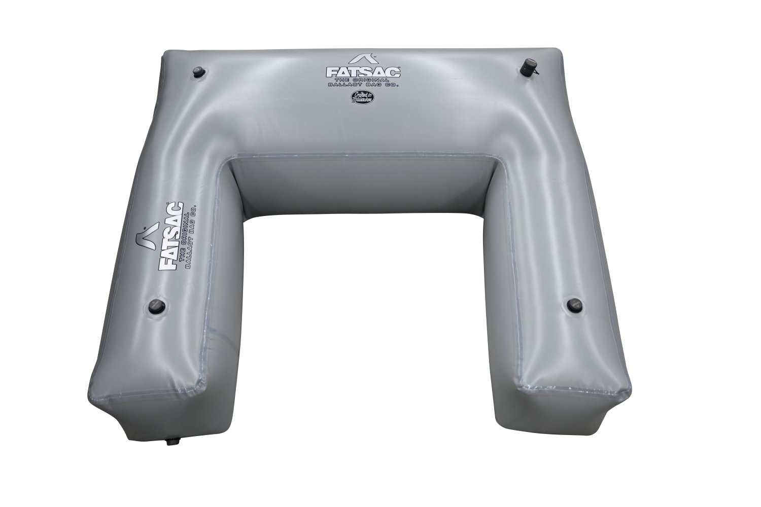 Fat Seat (PATENTED) W710 gray inflatable U-shaped ballast bag with air valves.