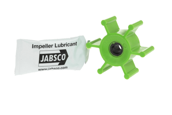 Jabsco Puppy Pump Impeller (52403) with lubricant on a white background.