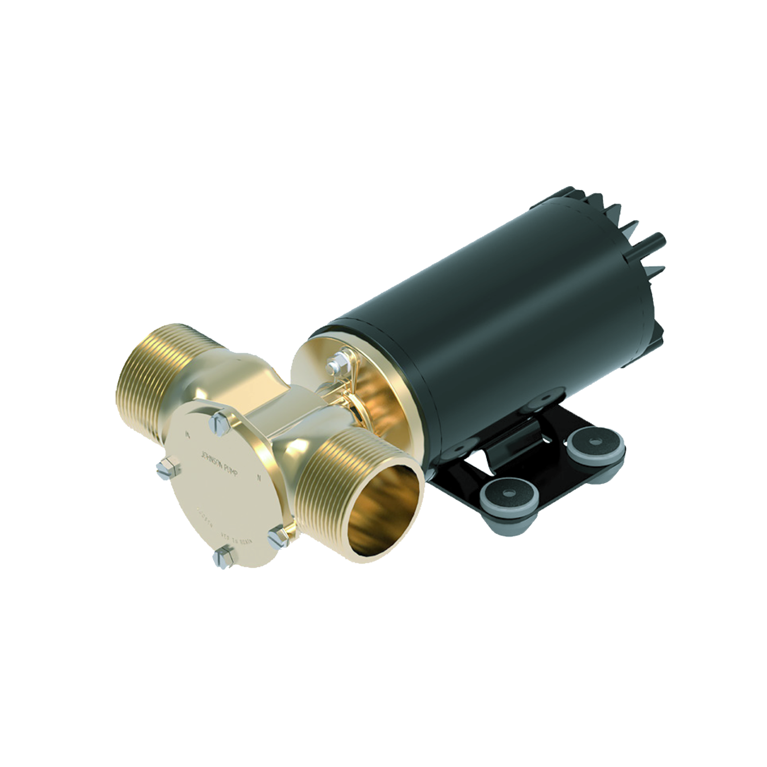 Johnson Tallulah HF Pump (S2001), 30 GPM, brass and black, with pipe fittings.