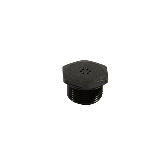 Black Automatic Venting Cap (W772) with threaded base for a watertight fit.