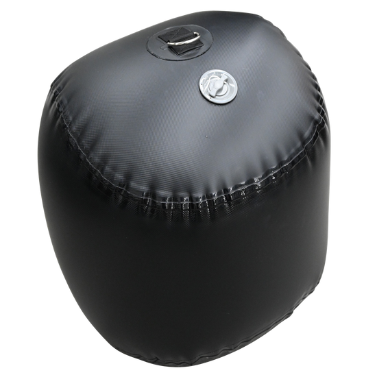 Fatsac black cube with valve, logo & heavy-duty dock line attachment.