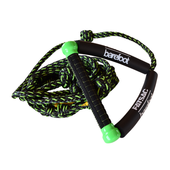 Black and green WAKE SURF ROPE & HANDLE COMBO (M1035-C).