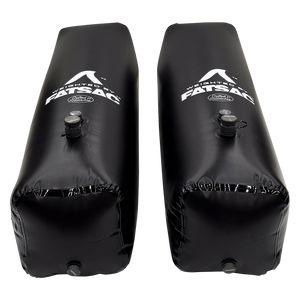 Angled front view of two black Side Sacs ballast bags 520 lbs.