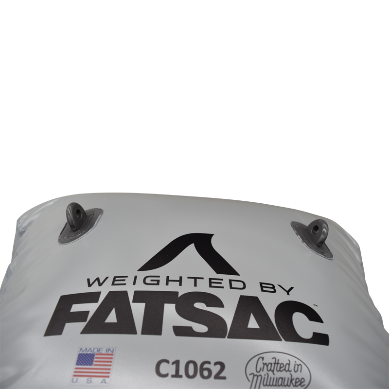 Silver weighted ballast bag for YAMAHA JET BOATS 19 MODEL with logo and two top loops.