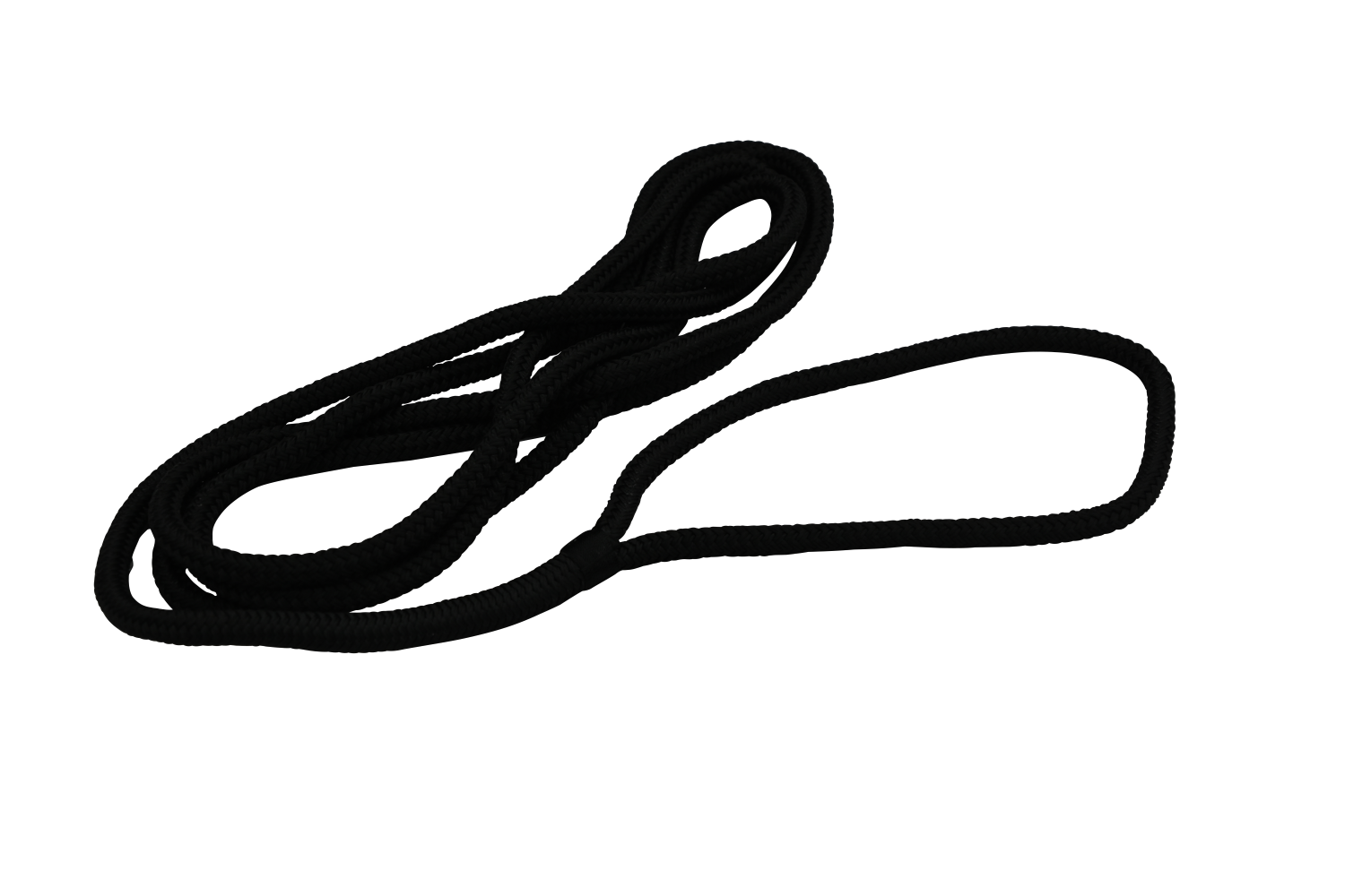 Fatsac heavy-duty black dock line, coiled with a loop end on white background.