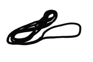 Fatsac heavy-duty black dock line, coiled with a loop end on white background.