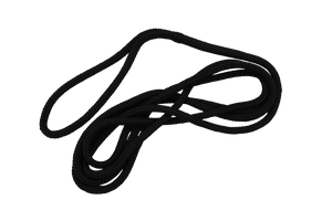 Fatsac heavy-duty black dock line with loop on white background.