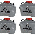 Four Mega Fill 50 Pounders with red caps and black fittings.