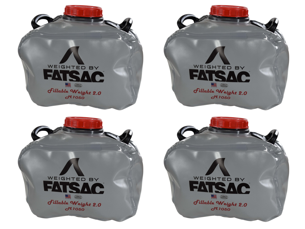 Four Mega Fill 50 Pounders with red caps and black fittings.