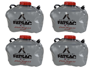 Four Mega Fill 50 Pounders with red caps and black fittings.