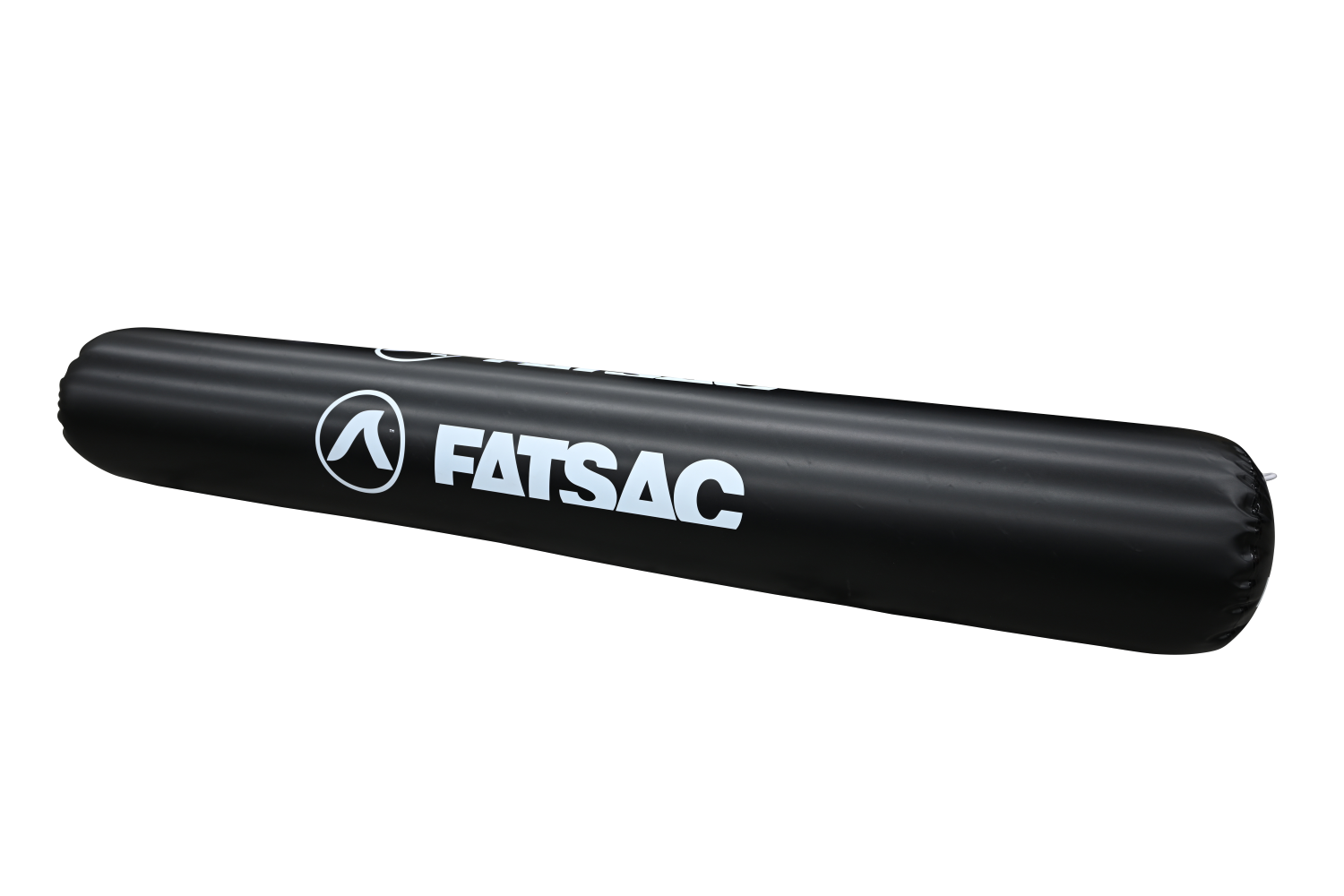 Cylindrical black Fatsac party bumper with white logo.