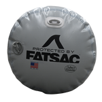 Gray round Fatsac with handles, USA flag, Crafted in Milwaukee, perfect boat bumper.