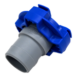 Gray and blue flowrite plug side view.