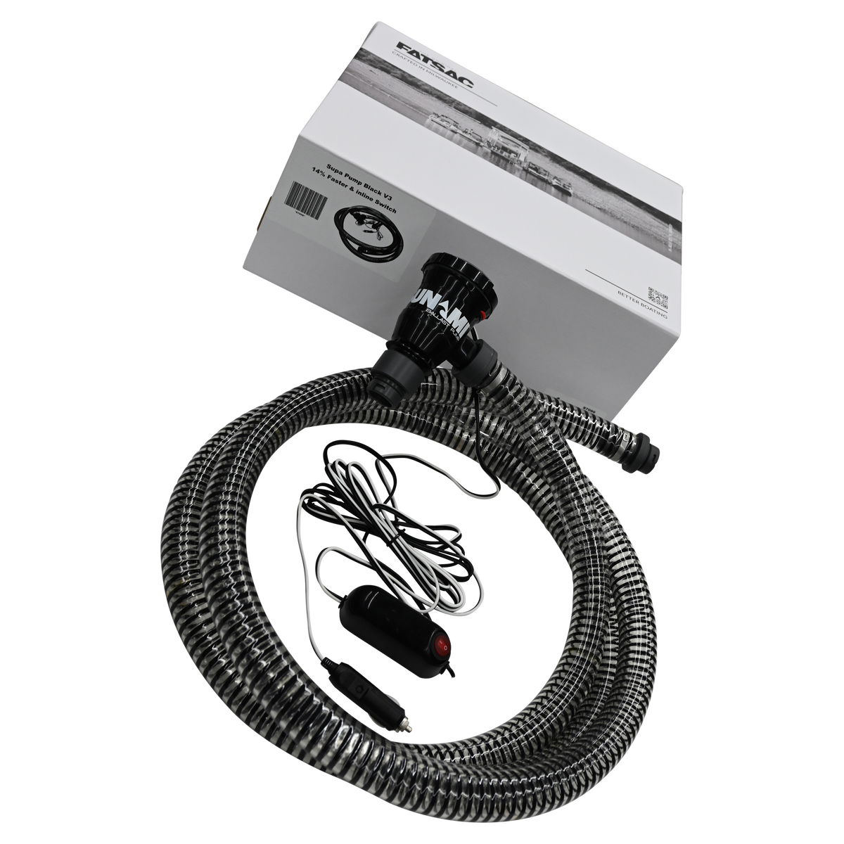 Flexible hose with inflator, power cord, and Supa Pump 3.0 (S7090) compatibility.