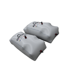 Two large gray MALIBU REAR 2025 ballast bags with valves, ideal for surfing, on black.