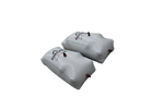 Two large gray MALIBU REAR 2025 ballast bags with valves, ideal for surfing, on black.