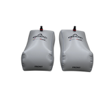 Two MALIBU REAR 2025 bags, gray with FRONT label, valve on top.