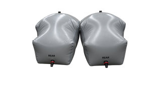 Two MALIBU PNP REAR SACS with valves labeled REAR on a dark surface.