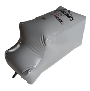 AXIS PNP gray rear ballast bag, 900 lbs, with quick connect fittings and logo.