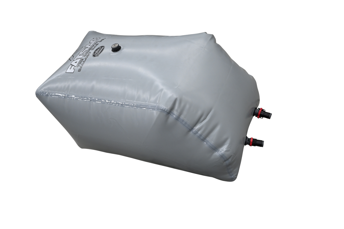 Gray inflatable MALIBU PNP REAR SAC with fittings and two black nozzles.