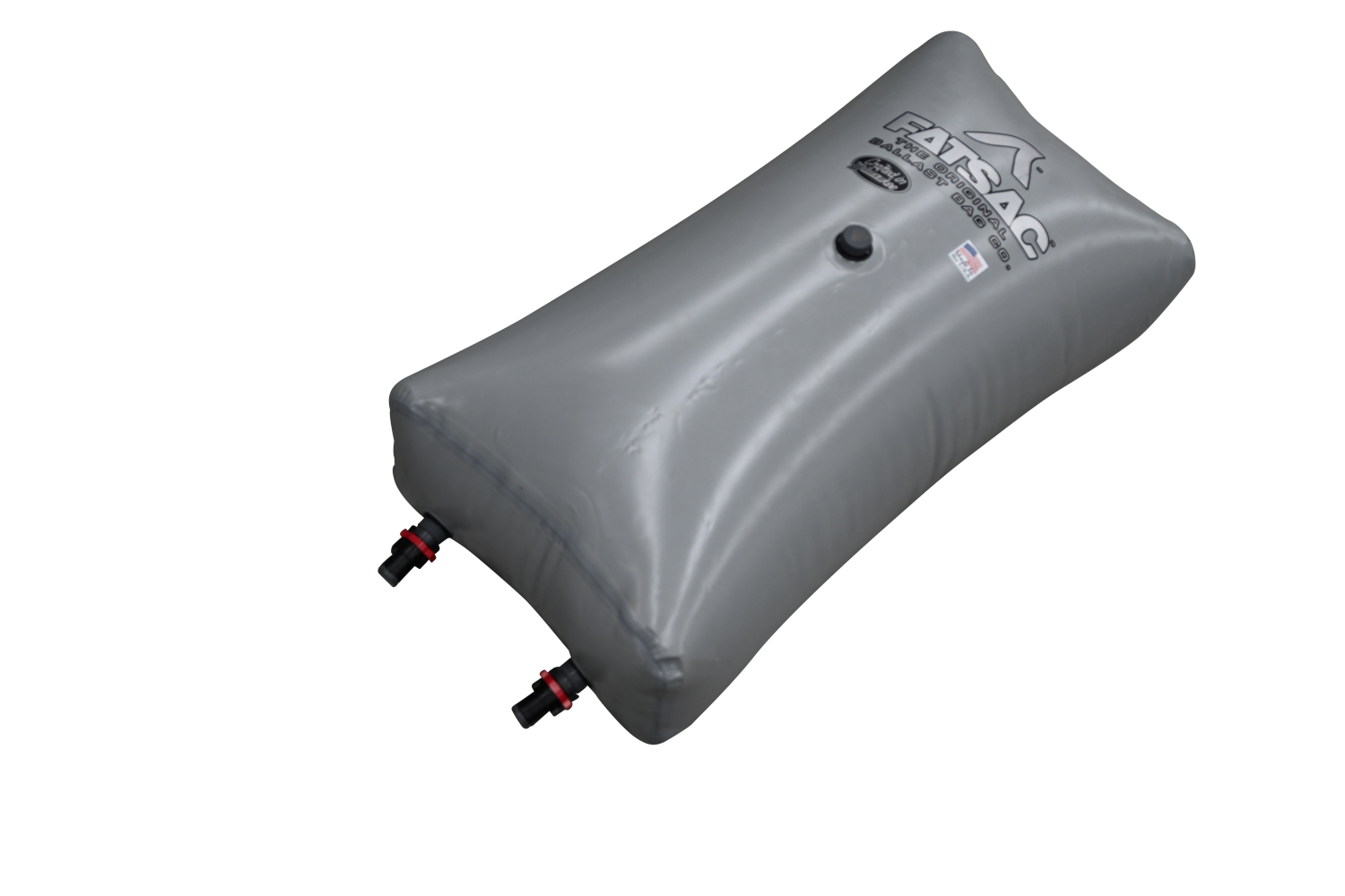 Gray Malibu inflatable bag, 250 lbs, 2 black nozzles, and 1-1/8 QC sleek fittings.