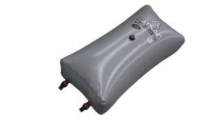Gray Malibu inflatable bag, 250 lbs, 2 black nozzles, and 1-1/8 QC sleek fittings.