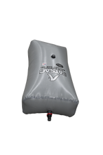 Gray rectangular Lomas water bag with nozzle and Malibu PNP Rear Sac, 250 lbs, QC fittings.