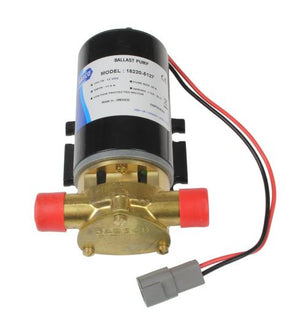 Jabsco Metal Ballast Puppy Pump (W610-P) features run-dry protection, labeled model, wiring.