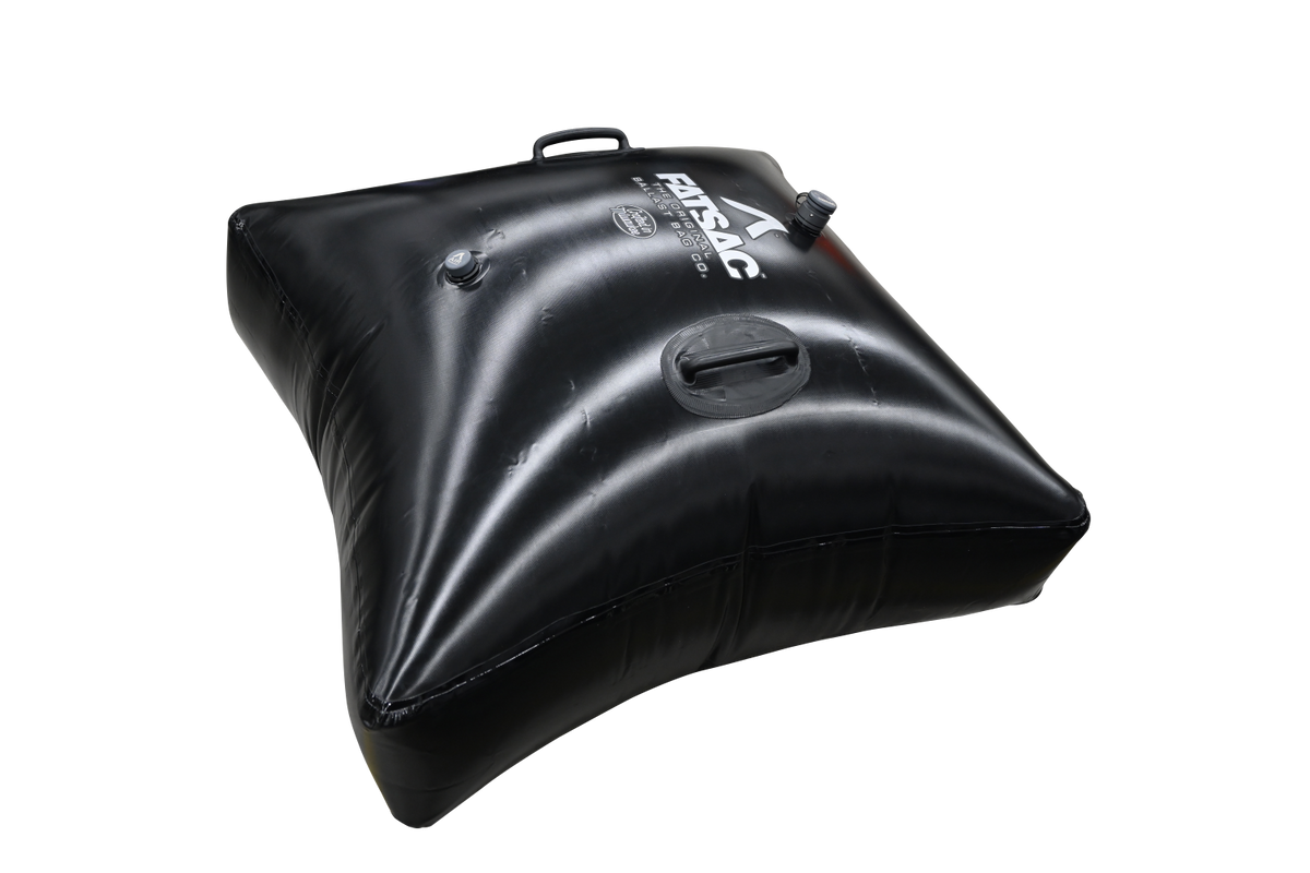 Black Floor FatSac 500 lbs. (W700-500) with valve and cap, ideal for wakesurfing.