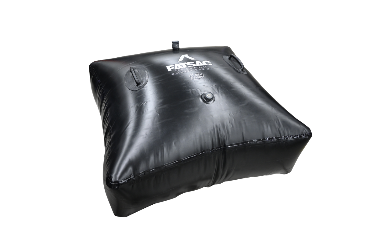 Black Floor FatSac 800 lbs. (W700-800) with top valve, handles; perfect for wakesurfing.