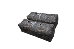 Two V-drive CAMO Fat Sacs for boats, ideal for wakesurfing adventures.