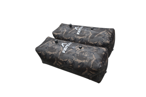 Two V-drive CAMO Fat Sacs for boats, ideal for wakesurfing adventures.