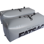Two V-drive Fat Sacs (400 lbs, gray) with logos, perfect for wakesurfing.