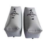 Two V-drive Fat Sacs (400 lbs each) in gray with black caps, labeled 400.