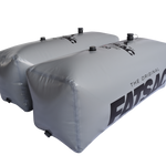 Two gray V-drive Fat Sacs (400 lbs each), ideal for wakesurfing.
