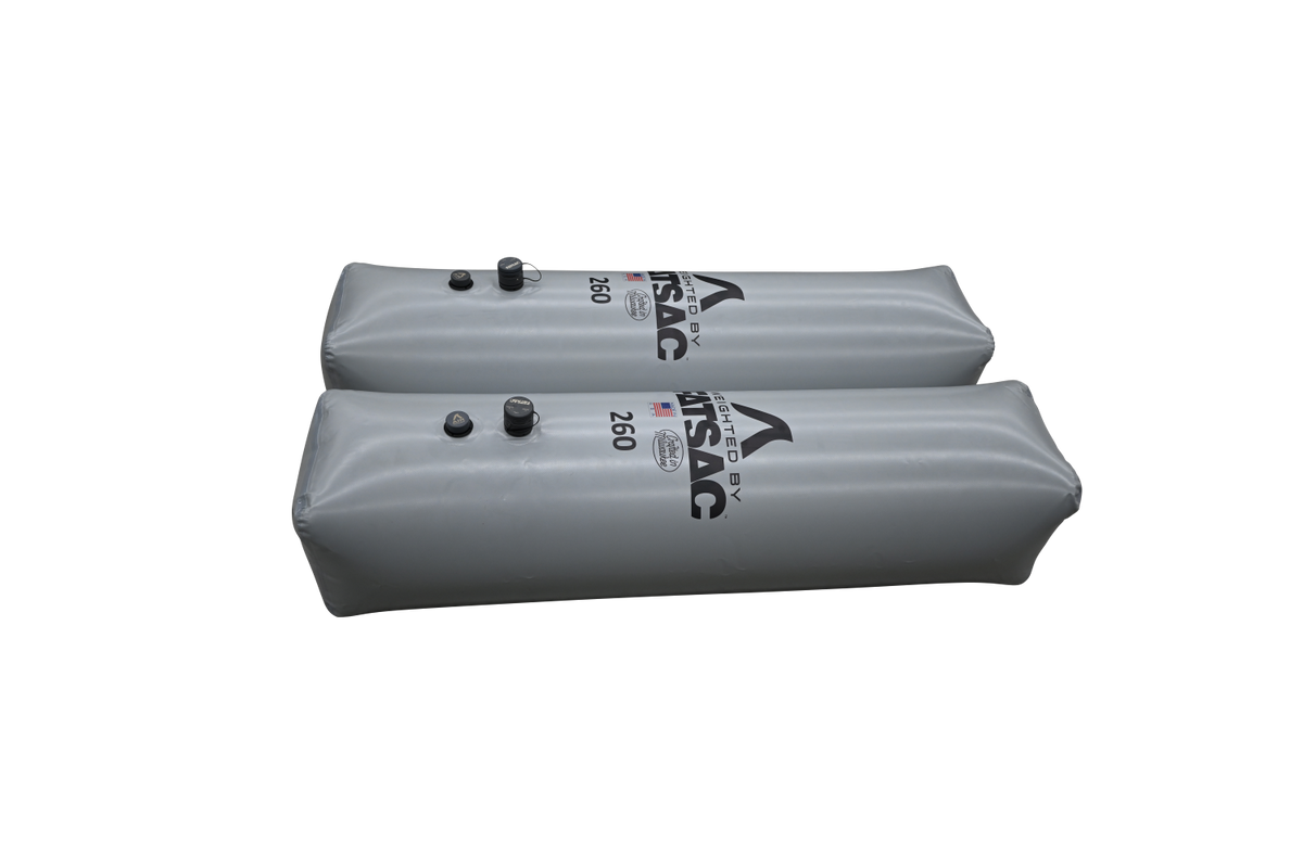 A set of gray Side Sacs (W703) with valves, 520 lbs. total.