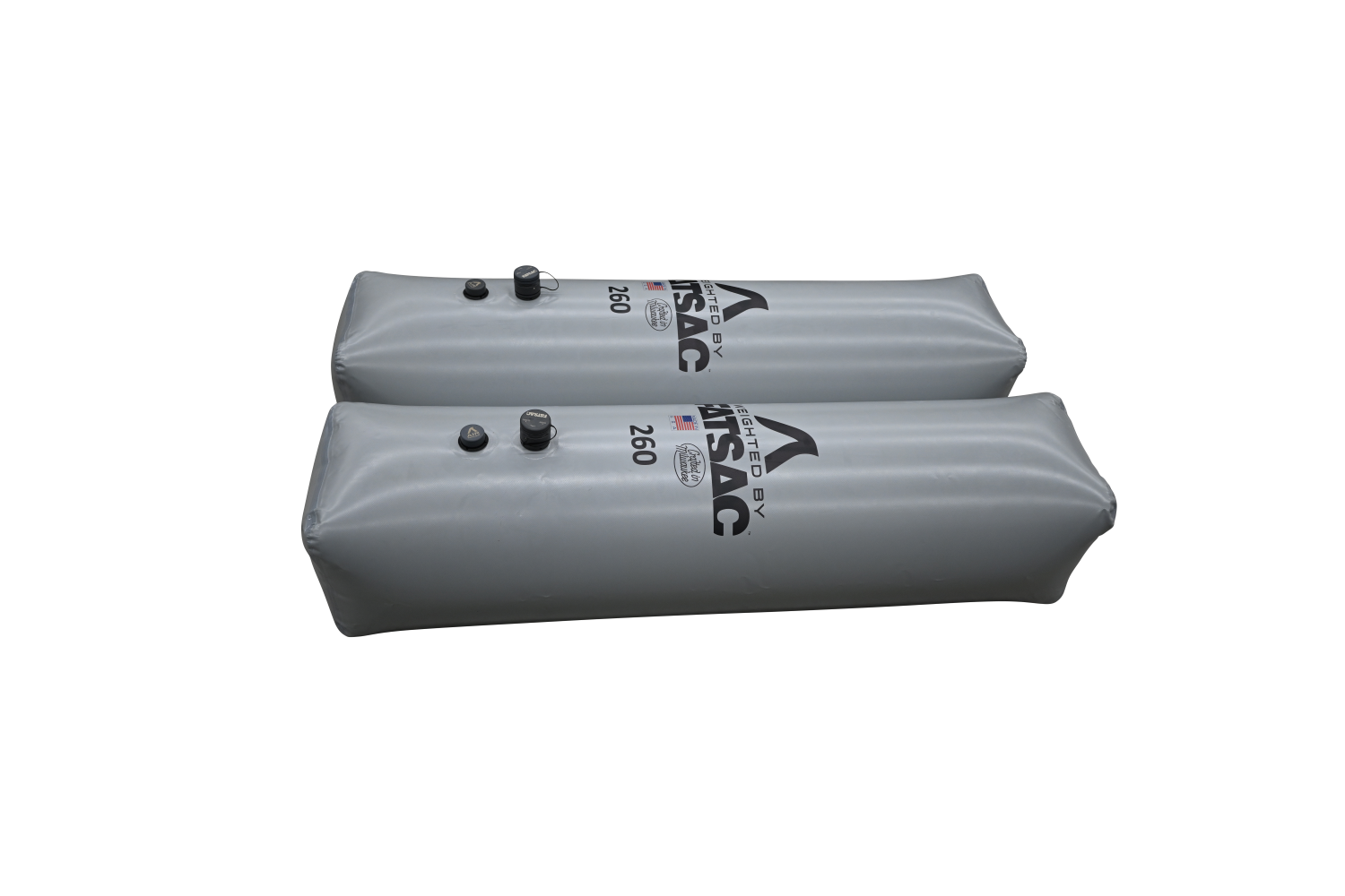 A set of gray Side Sacs (W703) with valves, 520 lbs. total.