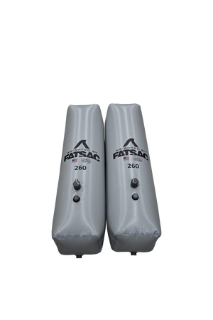 Two gray Side Sacs ballast bags 520 lbs. for wakesurfing adventures.