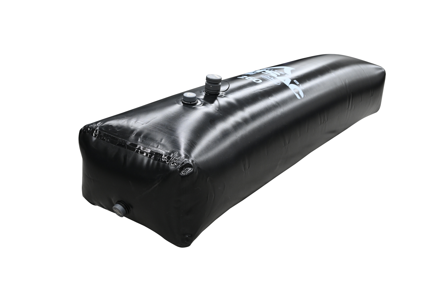 370 lbs. Tube Sac (W704) for wakesurfing; large black inflatable with valves.