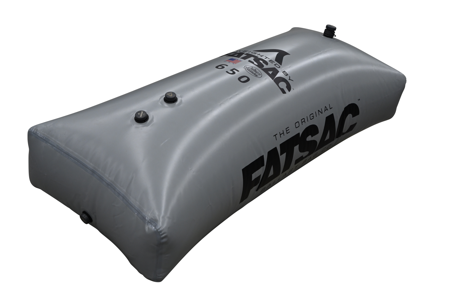 Gray inflatable Center Locker Sac with valves, perfect for wakesurfing.
