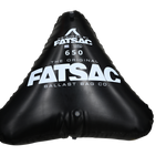 Black Open Bow Triangle 650 lbs. (W706) FatSac ballast bag with white text.