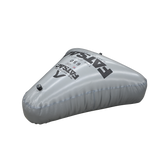 Silver inflatable Open Bow Triangle buoy with valve, ideal for wakesurfing.