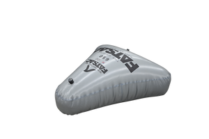 Silver inflatable Open Bow Triangle buoy with valve, ideal for wakesurfing.